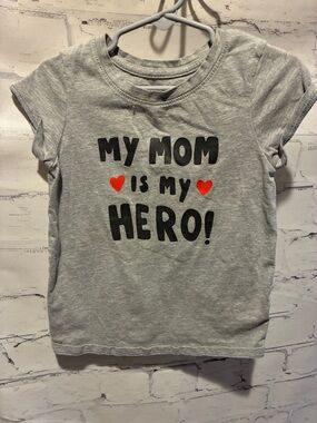 Cat & Jack Light Gray 'My Mom Is My Hero!' Tee with Red Hearts